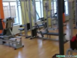 Babe Lucie fucked in the gym for cash