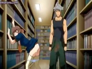 Hentai suging en putz i den bibliotek